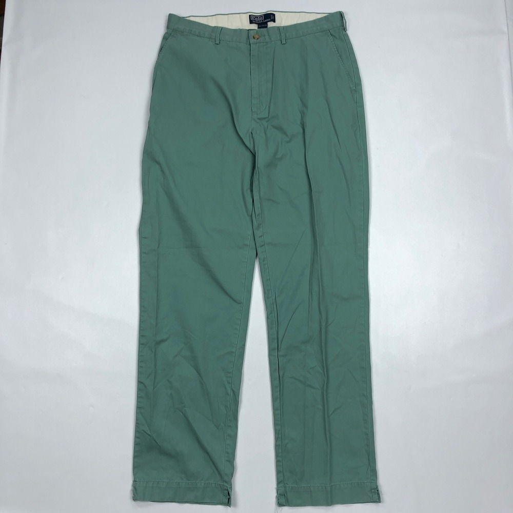 Polo Ralph Lauren Mens 34x34 Vintage Green Cotton Chino Pants Straight Leg **